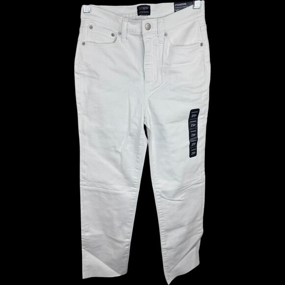 J.Crew Stovepipe White Jeans Signature Stretch+ Size 25P Petite NWT $118 - Picture 1 of 10